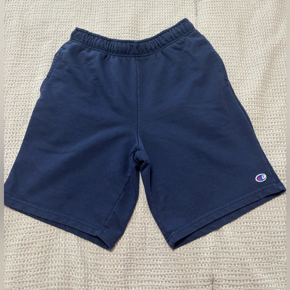 Champion Mens Small Navy Blue Fleece Sweat Shorts 10"